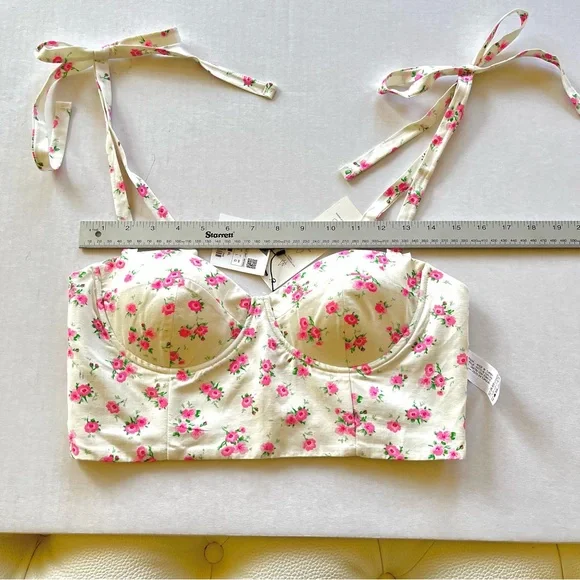 NWT Zara pink white floral crop top L - Picture 11 of 11